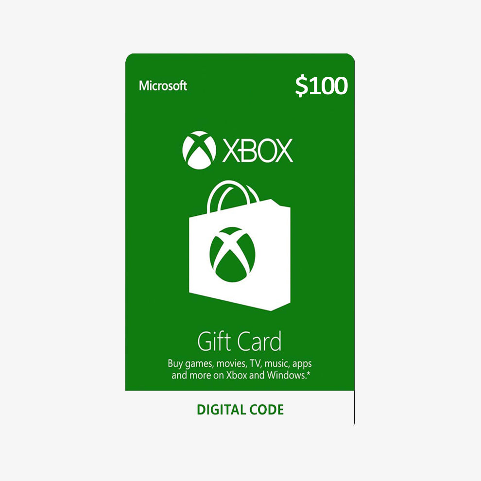 Microsoft Xbox $100 gift card for sale on a white background