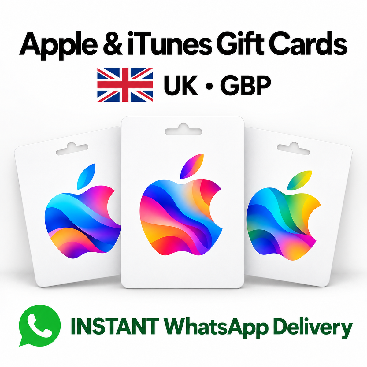 UK Apple and iTunes gift cards with instant WhatsApp delivery