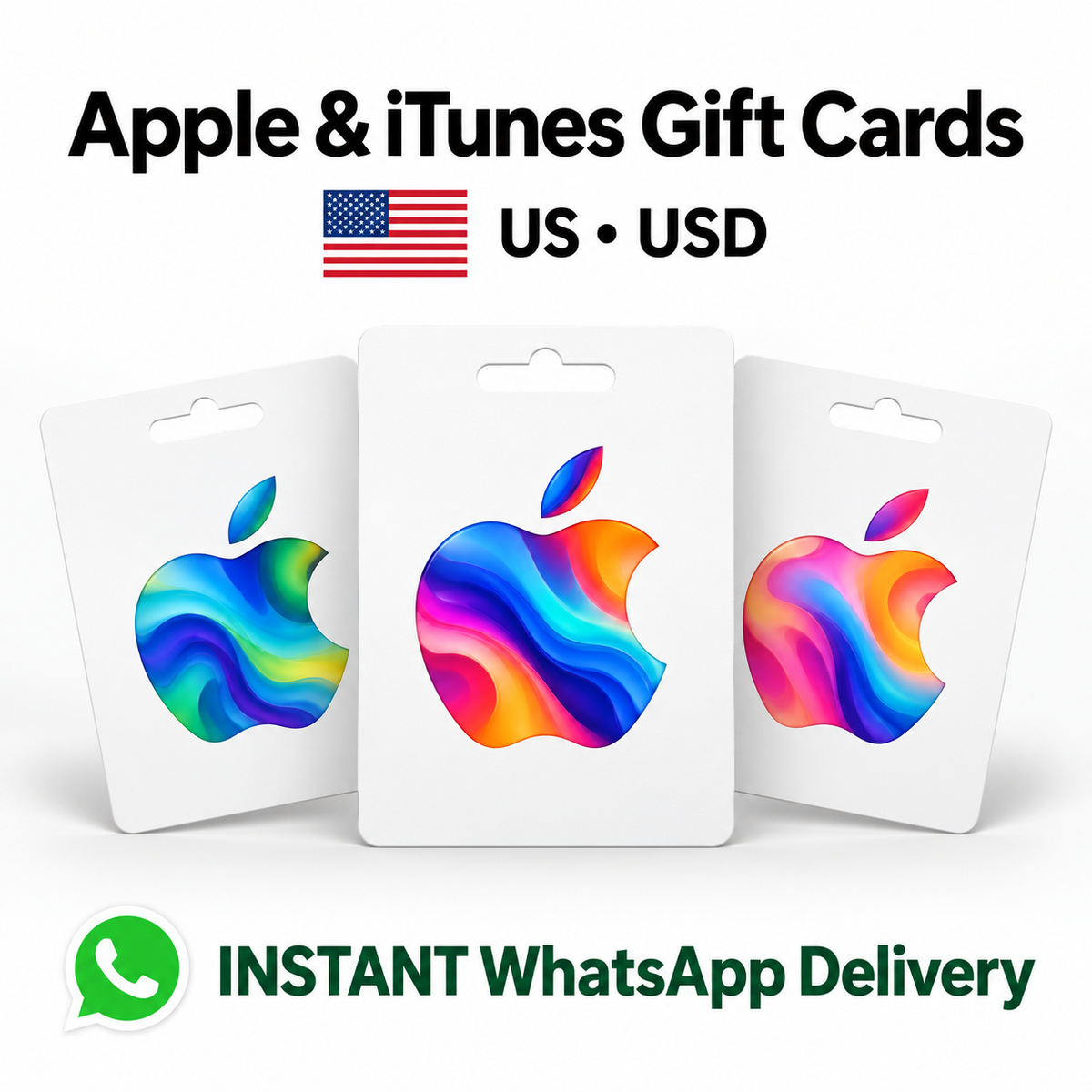 US Apple and iTunes gift cards with instant WhatsApp delivery