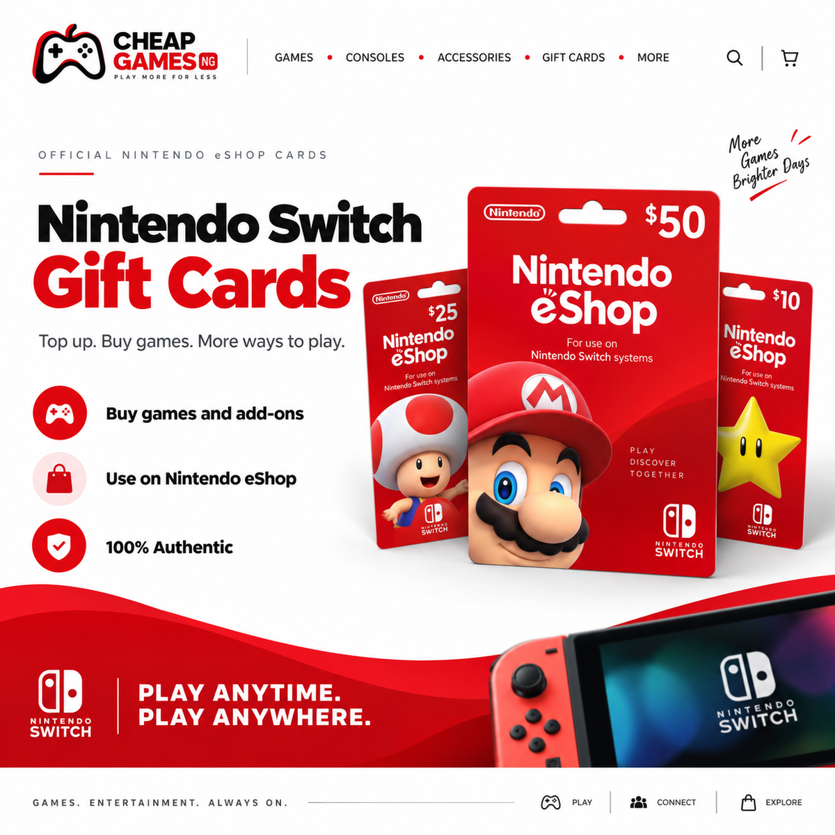 Nintendo eShop Gift Cards