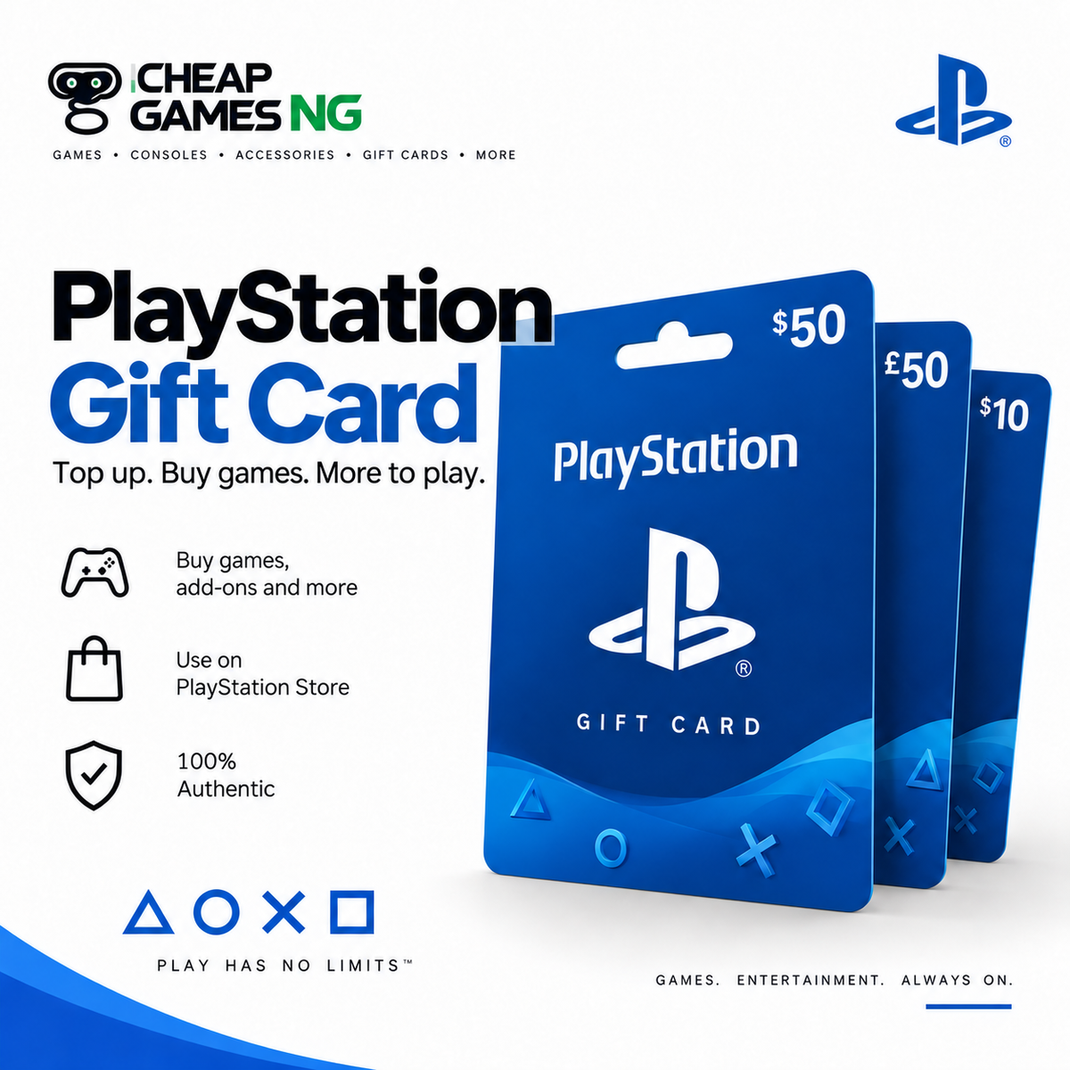 PlayStation Gift Cards in Nigeria 