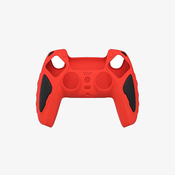 Passion Red & Black Two Tone Anti-Slip Silicone Cover Skin for ps5 Controller, Soft Rubber Case for PS5 Wireless Controller